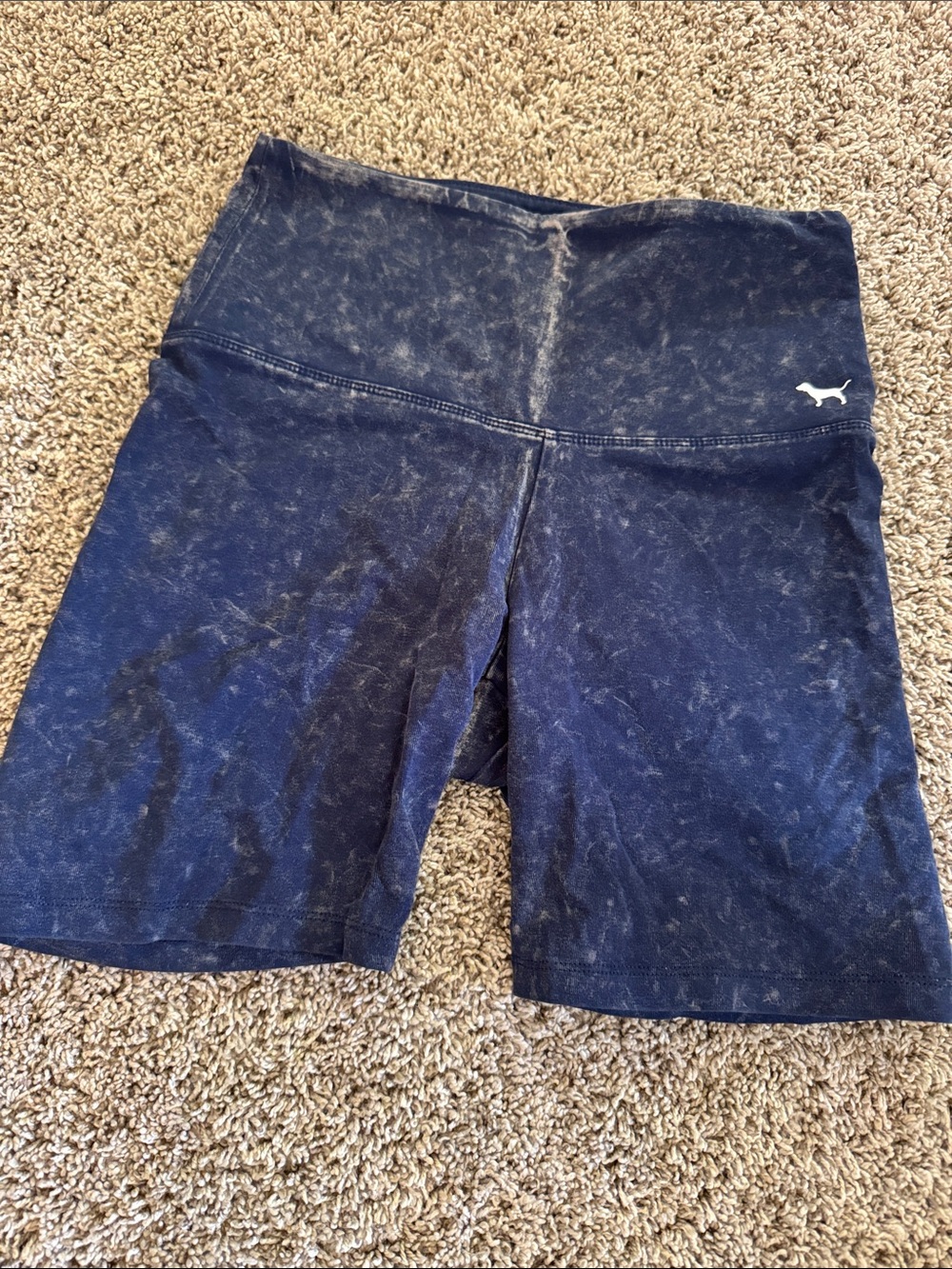 PINK Victoria's Secret Navy Marble-Print High Waist Biker Shorts